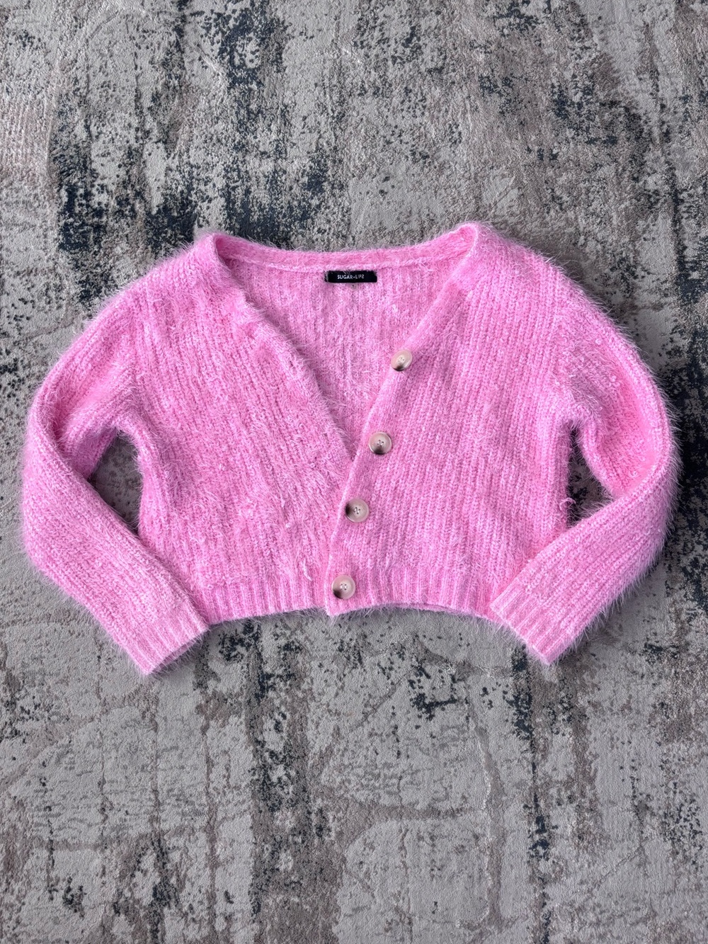 Sugar Lips pink crop sweater